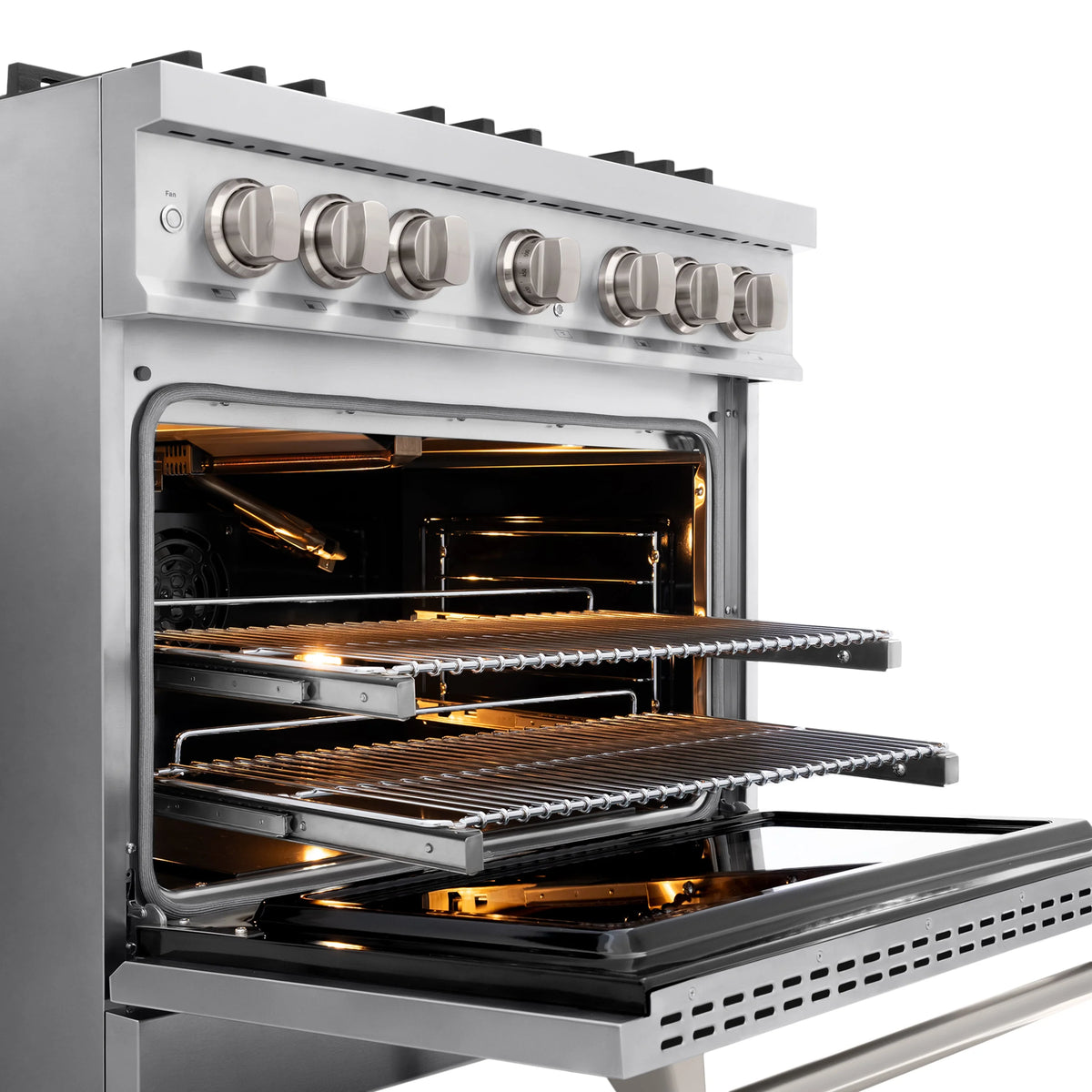 ZLINE - 36 in. 5.2 cu. ft. Classic Gas Range with Convection Gas Oven in Stainless Steel with 6 Brass Burners (CGR-BR-36)