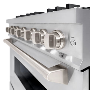 ZLINE - 36 in. 5.2 cu. ft. Classic Dual Fuel Range with 6 Burner Gas Cooktop and Electric Convection Oven in Stainless Steel (CDR36)