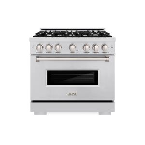 ZLINE - 36 in. 5.2 cu. ft. Classic Dual Fuel Range with 6 Burner Gas Cooktop and Electric Convection Oven in Stainless Steel (CDR36)