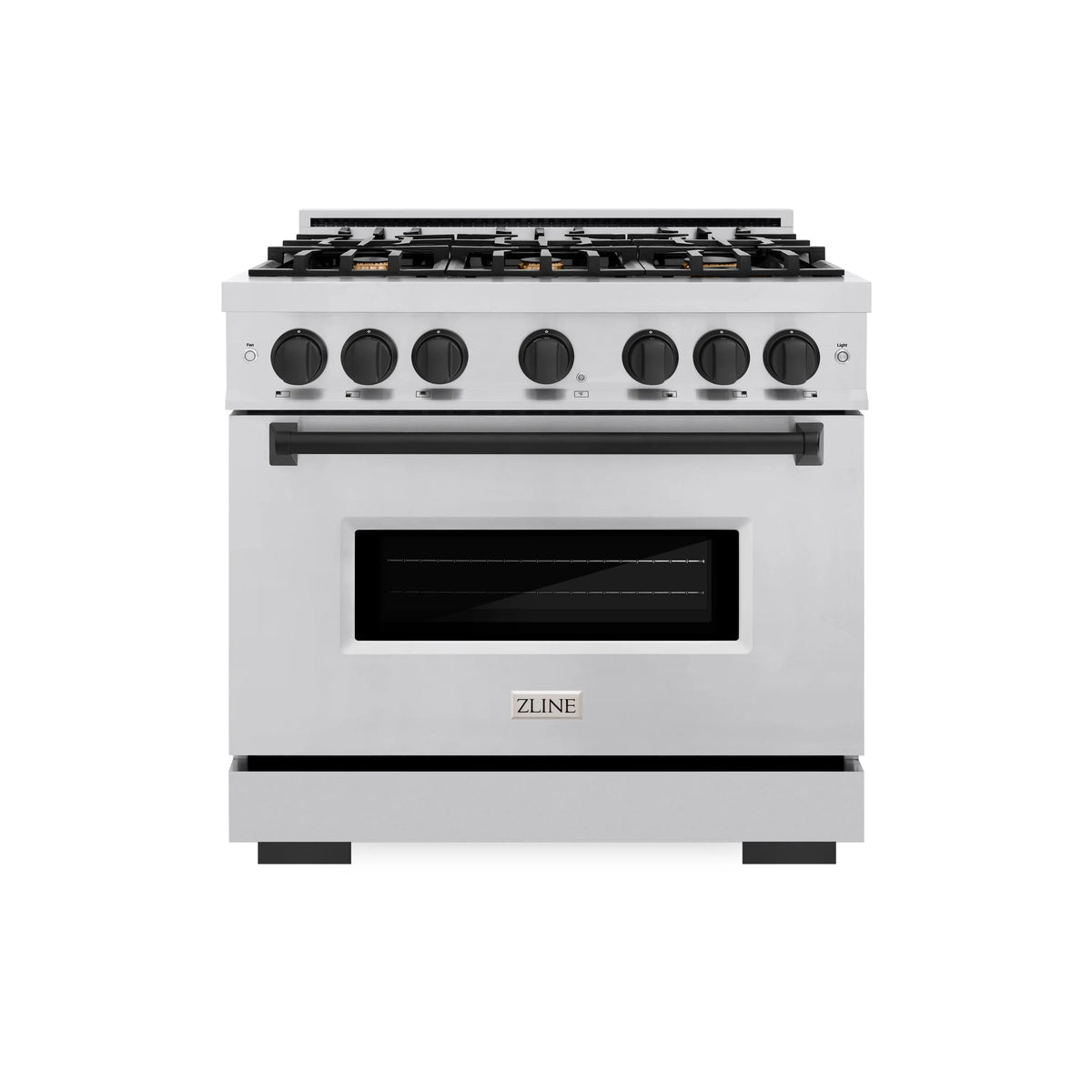 ZLINE - Autograph Edition 36 in. 5.2 cu. ft. Classic Gas Range with 6 Burner Cooktop and Convection Gas Oven in Stainless Steel and Matte Black Accents