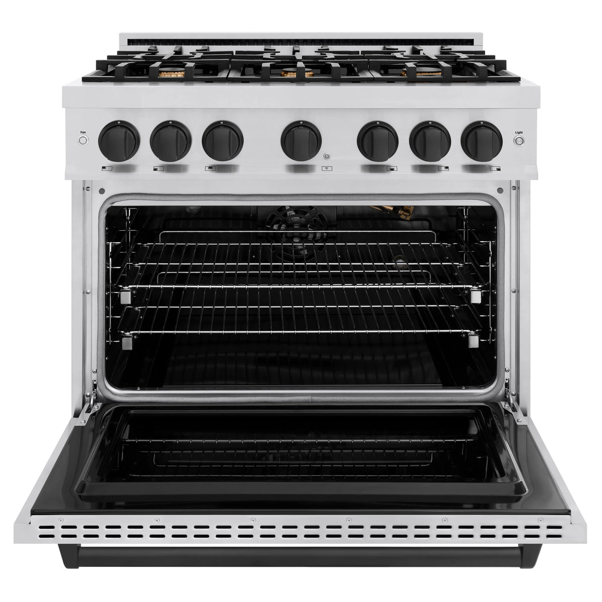 ZLINE - Autograph Edition 36 in. 5.2 cu. ft. Classic Gas Range with 6 Burner Cooktop and Convection Gas Oven in Stainless Steel and Matte Black Accents