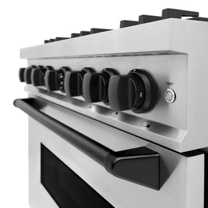 ZLINE - Autograph Edition 36 in. 5.2 cu. ft. Classic Gas Range with 6 Burner Cooktop and Convection Gas Oven in Stainless Steel and Matte Black Accents