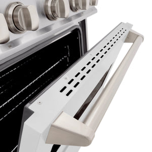 ZLINE - 30 in. 4.2 cu. ft. Classic Gas Range with 4 Burner Cooktop and Convection Gas Oven in Stainless Steel with White Matte Door