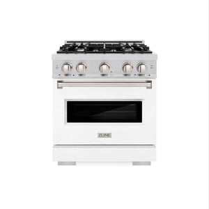 ZLINE - 30 in. 4.2 cu. ft. Classic Gas Range with 4 Burner Cooktop and Convection Gas Oven in Stainless Steel with White Matte Door