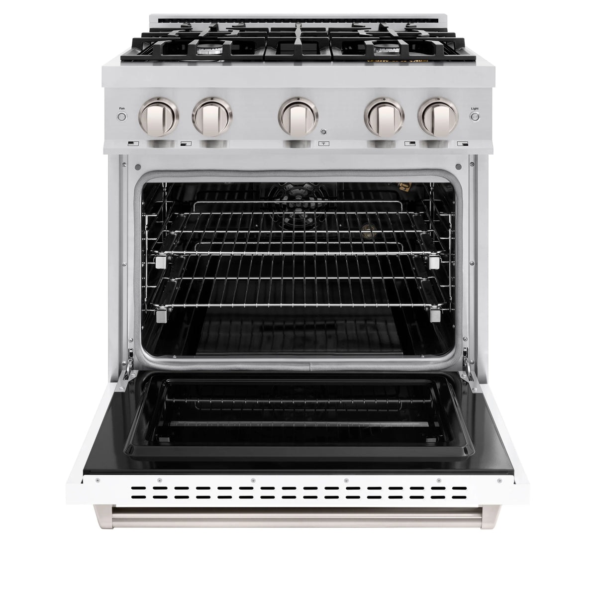 ZLINE - 30 in. 4.2 cu. ft. Classic Gas Range with 4 Burner Cooktop and Convection Gas Oven in Stainless Steel with White Matte Door