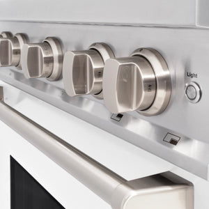 ZLINE - 30 in. 4.2 cu. ft. Classic Gas Range with 4 Burner Cooktop and Convection Gas Oven in Stainless Steel with White Matte Door