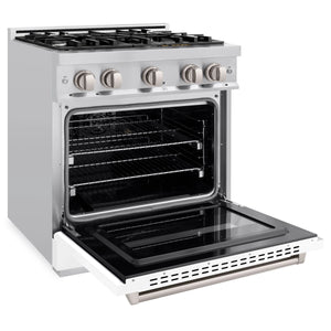 ZLINE - 30 in. 4.2 cu. ft. Classic Gas Range with 4 Burner Cooktop and Convection Gas Oven in Stainless Steel with White Matte Door