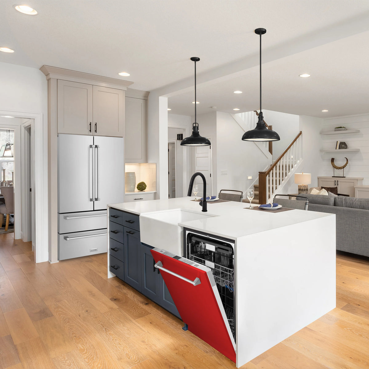 ZLINE 24&quot; Monument Series 3rd Rack Top Touch Control Dishwasher in Red Gloss with Stainless Steel Tub, 45dBa