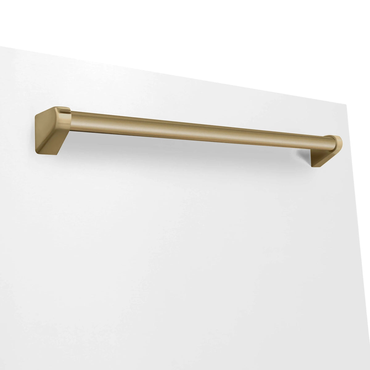 ZLINE - 30 in. Autograph Edition Kitchen Package with Stainless Steel Dual Fuel Range with White Matte Door, Range Hood and Dishwasher with Champagne Bronze Accents