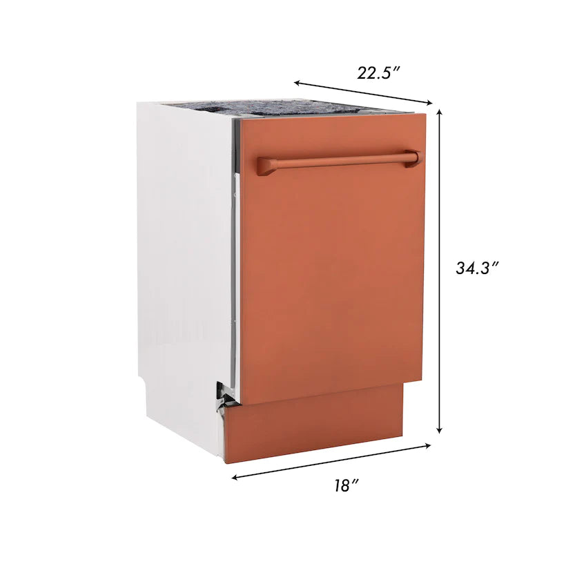 ZLINE 18&quot; Tallac Series 3rd Rack Top Control Dishwasher in Copper with Stainless Steel Tub, 51dBa (DWV-C-18)