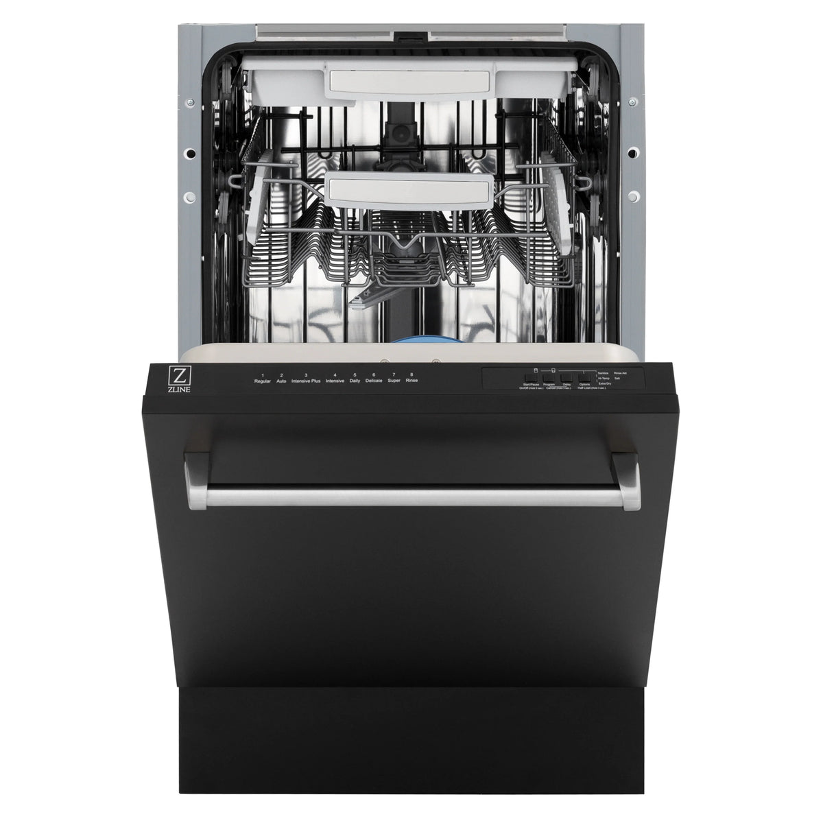 ZLINE 18&quot; Tallac Series 3rd Rack Top Control Dishwasher in Black Matte with Stainless Steel Tub, 51dBa (DWV-BLM-18)