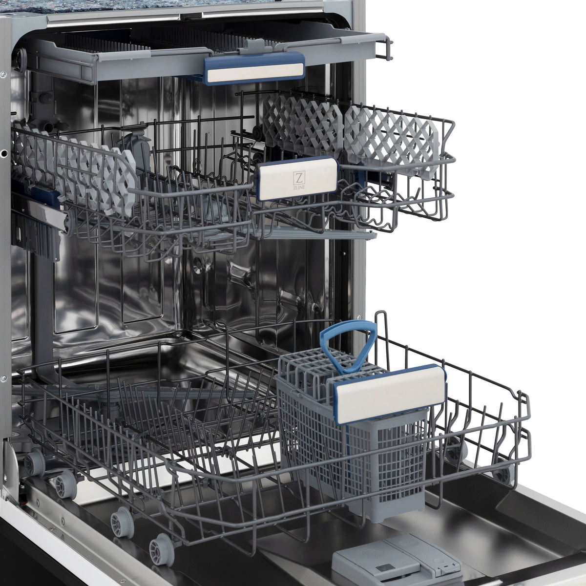 ZLINE 24&quot; Tallac Series 3rd Rack Tall Tub Dishwasher in Black Matte with Stainless Steel Tub, 51dBa (DWV-BLM-24)