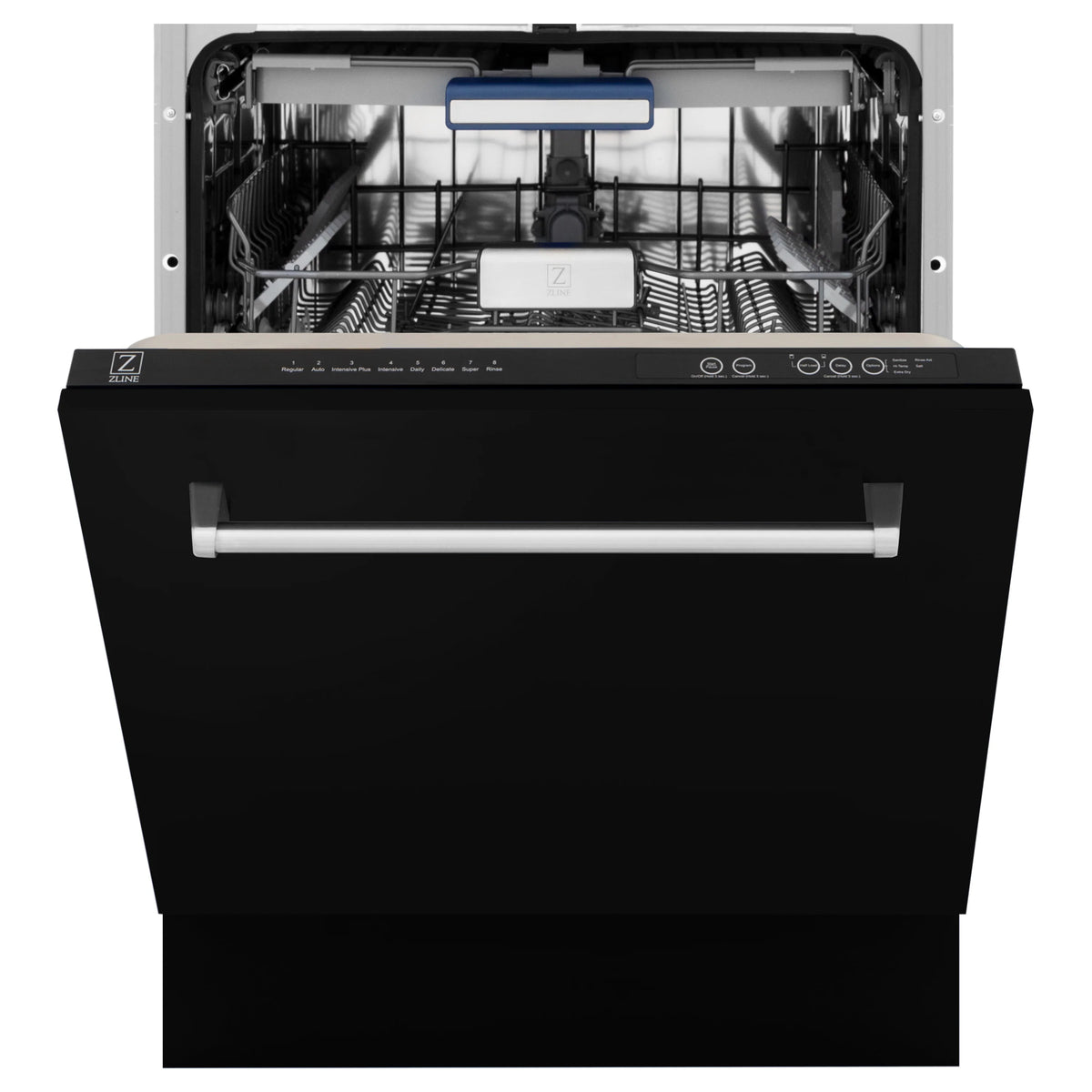 ZLINE 24&quot; Tallac Series 3rd Rack Tall Tub Dishwasher in Black Matte with Stainless Steel Tub, 51dBa (DWV-BLM-24)