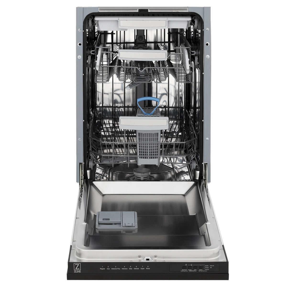 ZLINE 18&quot; Tallac Series 3rd Rack Top Control Dishwasher in Black Stainless Steel with Stainless Steel Tub, 51dBa (DWV-BS-18)