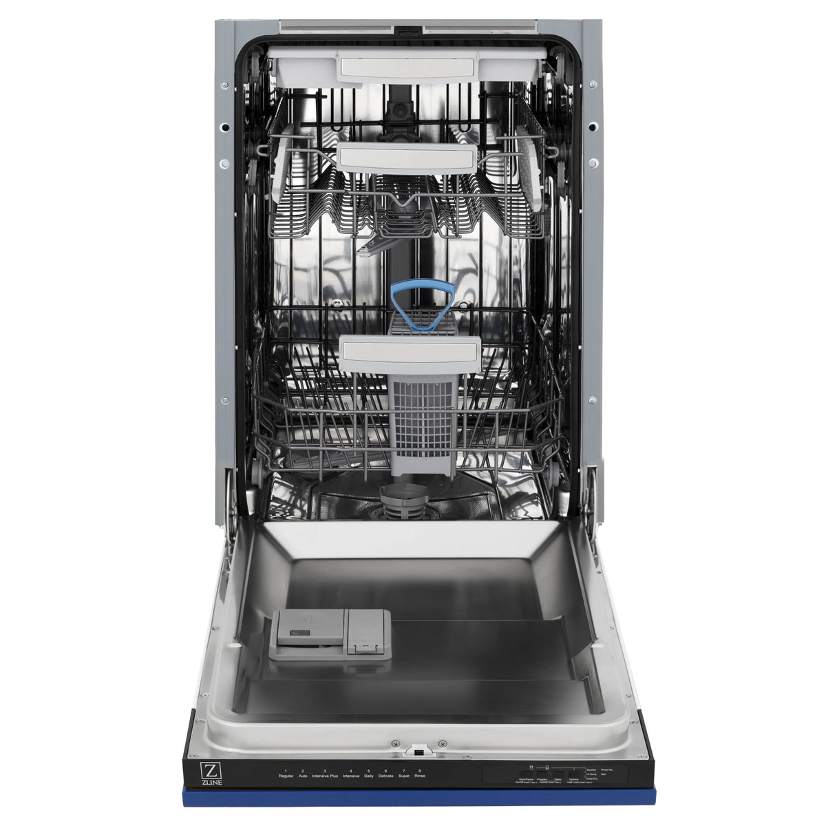 ZLINE 18&quot; Tallac Series 3rd Rack Top Control Dishwasher in Blue Matte with Stainless Steel Tub, 51dBa (DWV-BM-18)