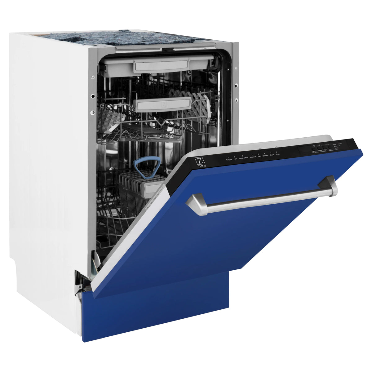 ZLINE 18&quot; Tallac Series 3rd Rack Top Control Dishwasher in Blue Matte with Stainless Steel Tub, 51dBa (DWV-BM-18)
