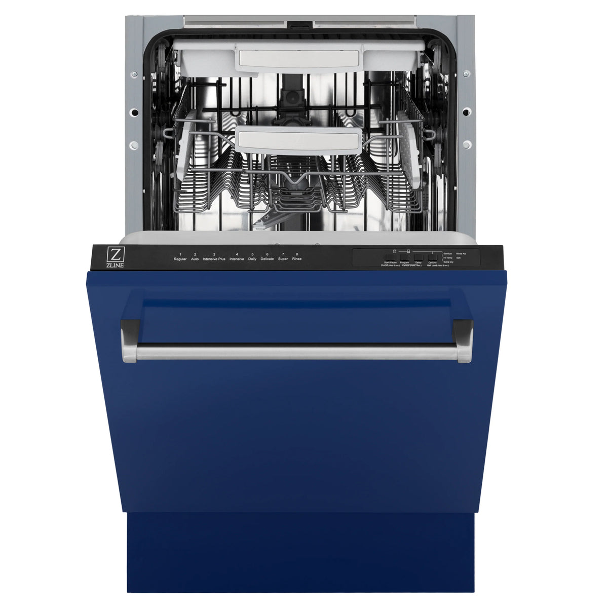 ZLINE 18&quot; Tallac Series 3rd Rack Top Control Dishwasher in Blue Gloss with Stainless Steel Tub, 51dBa (DWV-BG-18)