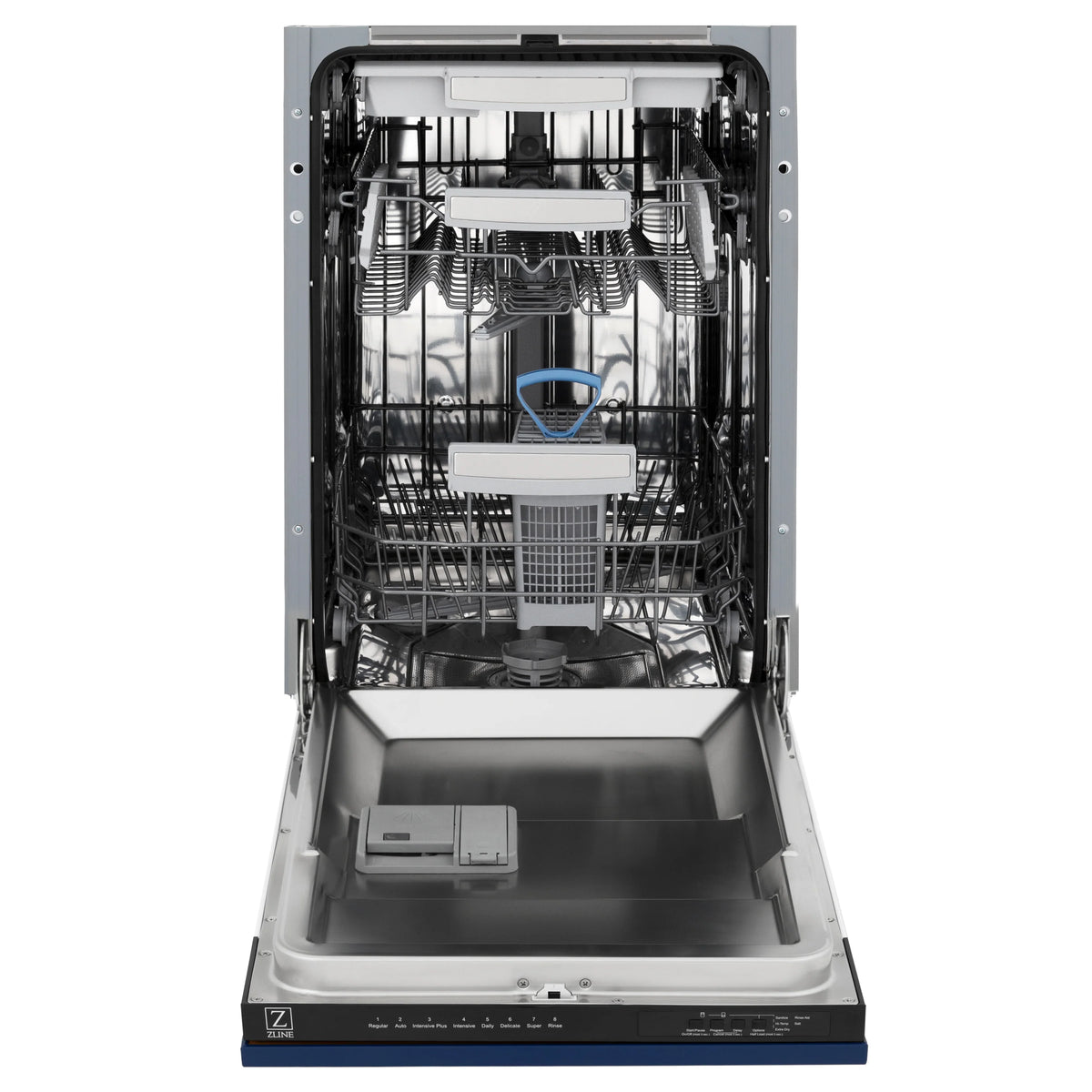 ZLINE 18&quot; Tallac Series 3rd Rack Top Control Dishwasher in Blue Gloss with Stainless Steel Tub, 51dBa (DWV-BG-18)