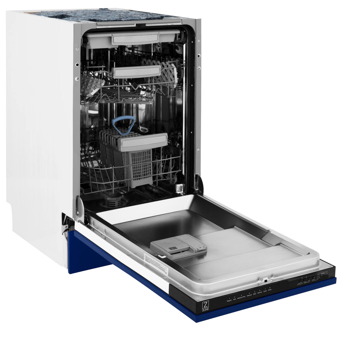 ZLINE 18&quot; Tallac Series 3rd Rack Top Control Dishwasher in Blue Gloss with Stainless Steel Tub, 51dBa (DWV-BG-18)