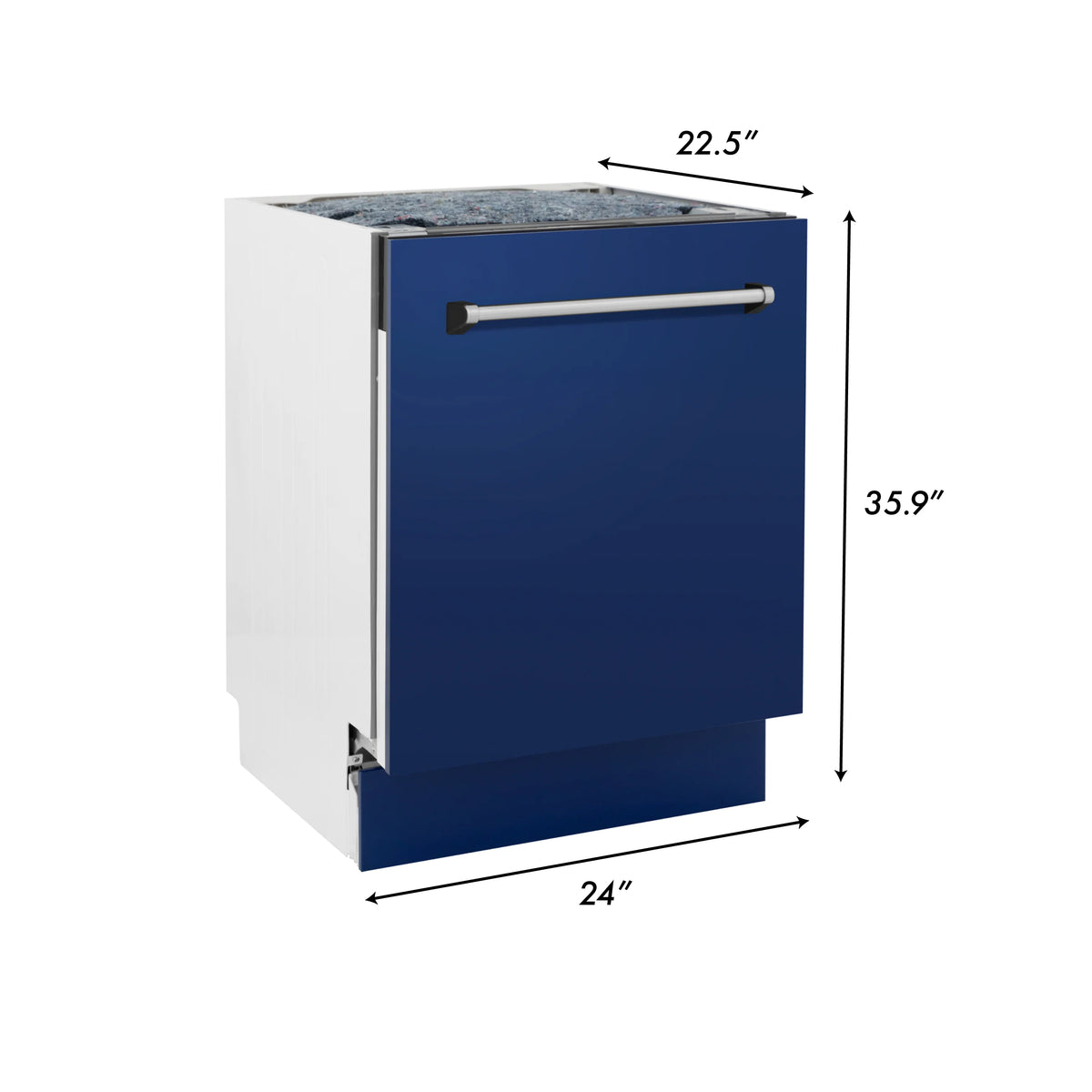 ZLINE 24&quot; Tallac Series 3rd Rack Tall Tub Dishwasher in Blue Gloss with Stainless Steel Tub, 51dBa (DWV-BG-24)