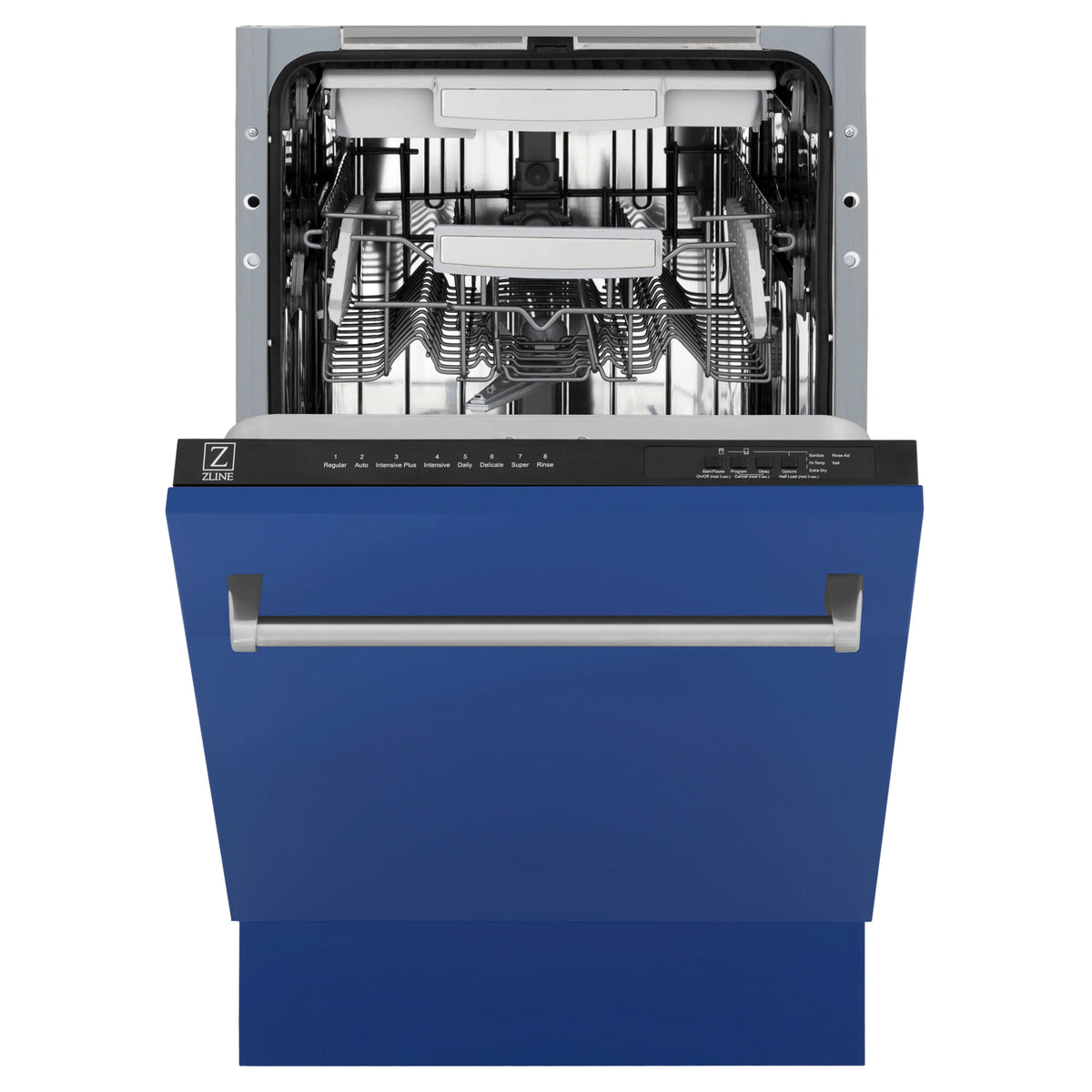ZLINE 18&quot; Tallac Series 3rd Rack Top Control Dishwasher in Blue Matte with Stainless Steel Tub, 51dBa (DWV-BM-18)