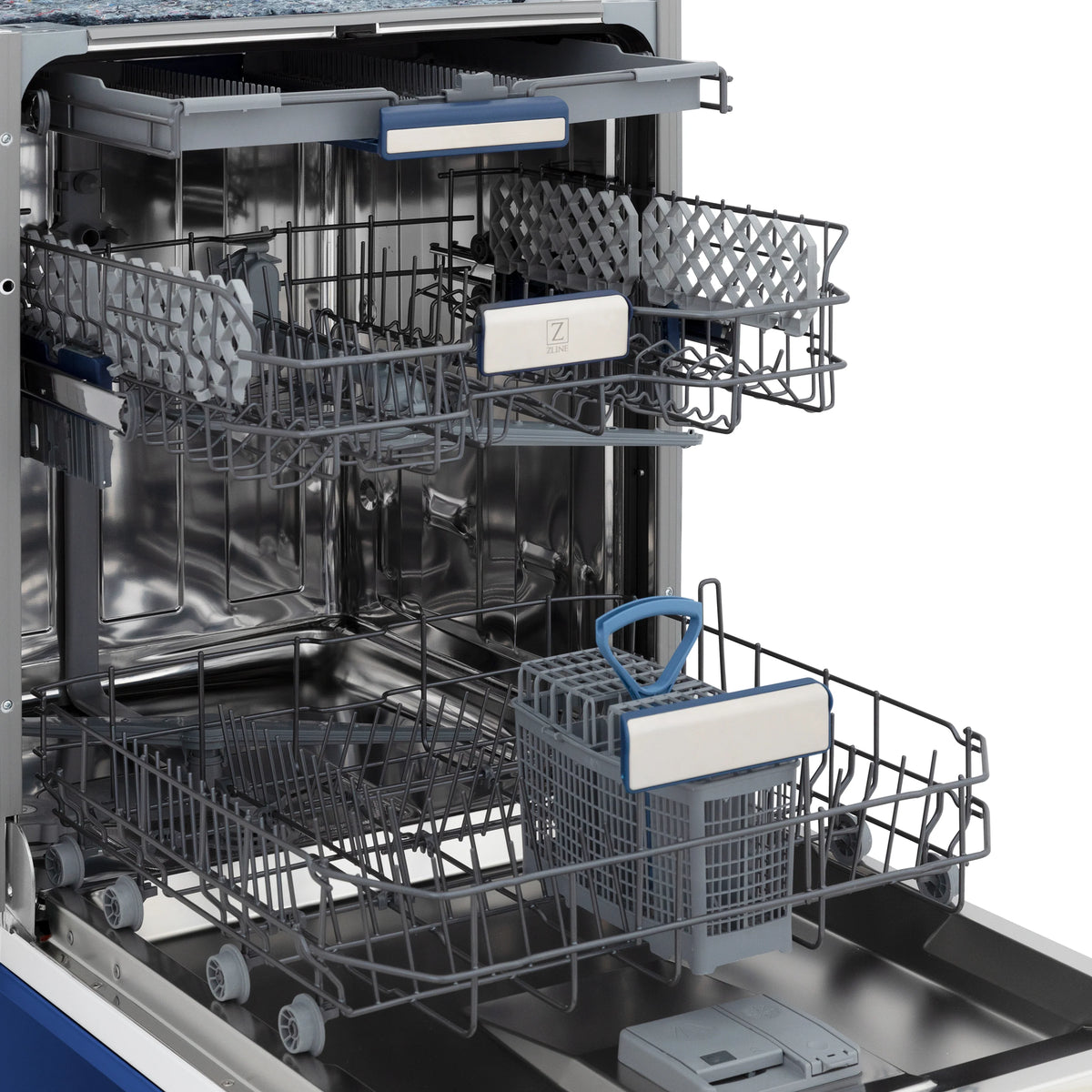 ZLINE 24&quot; Tallac Series 3rd Rack Tall Tub Dishwasher in Blue Matte with Stainless Steel Tub, 51dBa (DWV-BM-24)