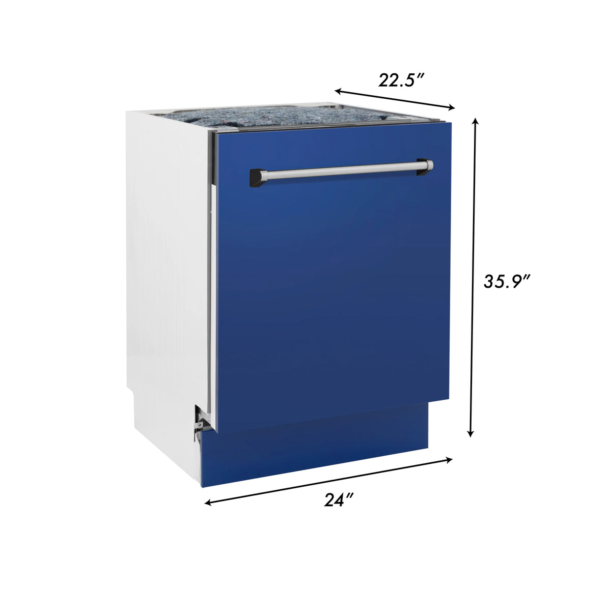 ZLINE 24&quot; Tallac Series 3rd Rack Tall Tub Dishwasher in Blue Matte with Stainless Steel Tub, 51dBa (DWV-BM-24)