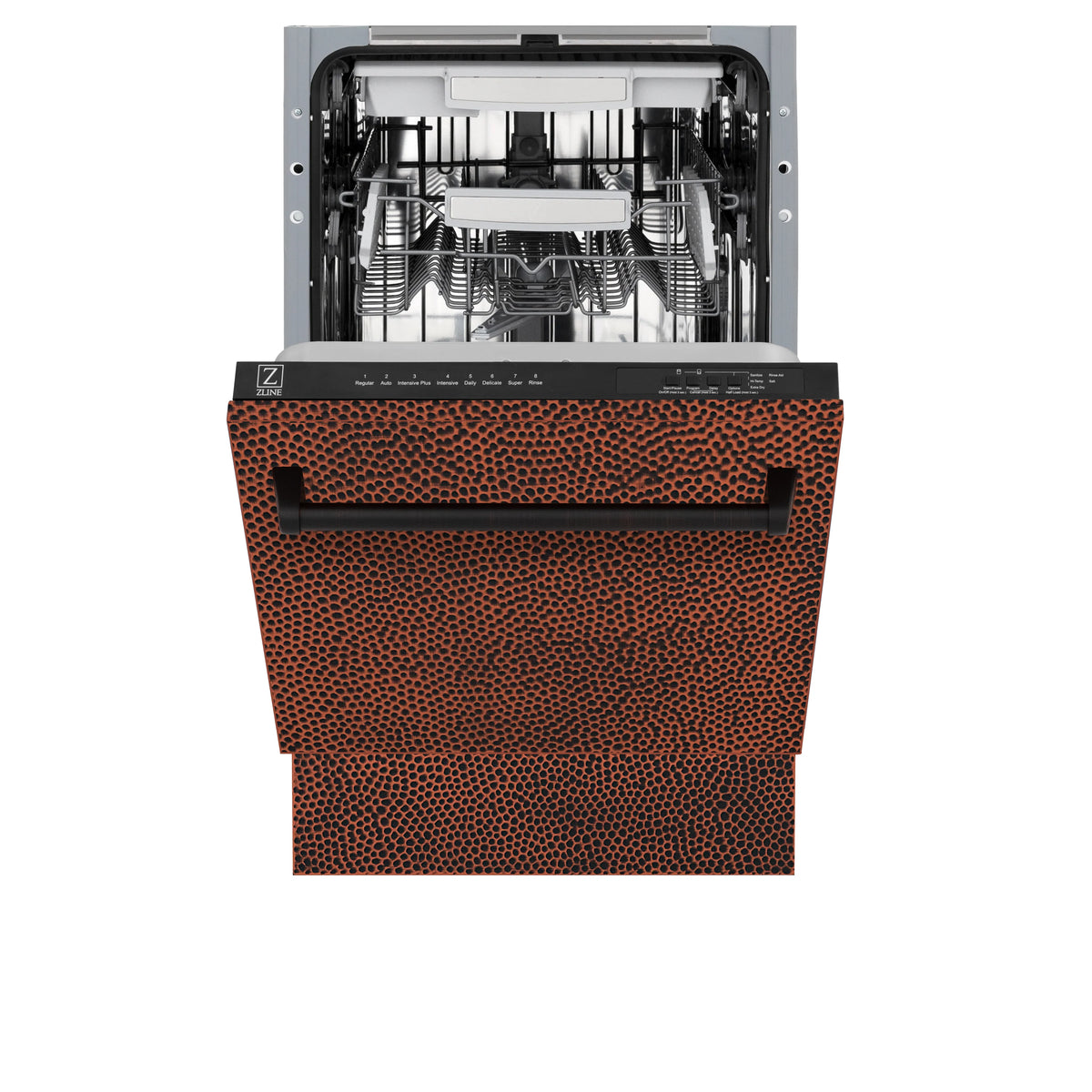 ZLINE 18&quot; Tallac Series 3rd Rack Top Control Dishwasher in Hand Hammered Copper with Stainless Steel Tub, 51dBa (DWV-HH-18)
