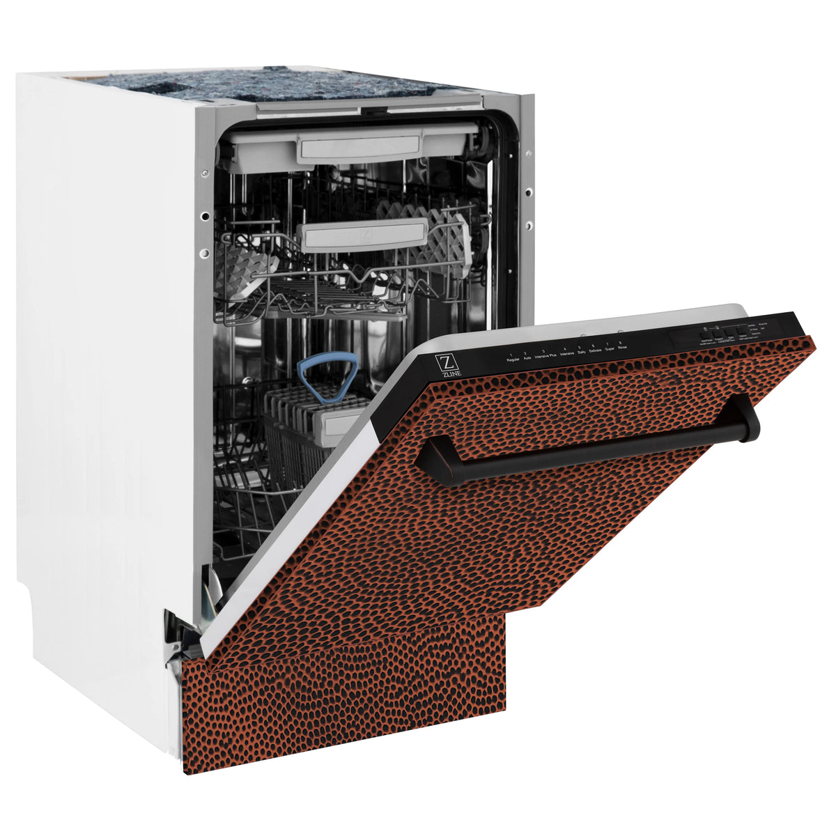 ZLINE 18&quot; Tallac Series 3rd Rack Top Control Dishwasher in Hand Hammered Copper with Stainless Steel Tub, 51dBa (DWV-HH-18)