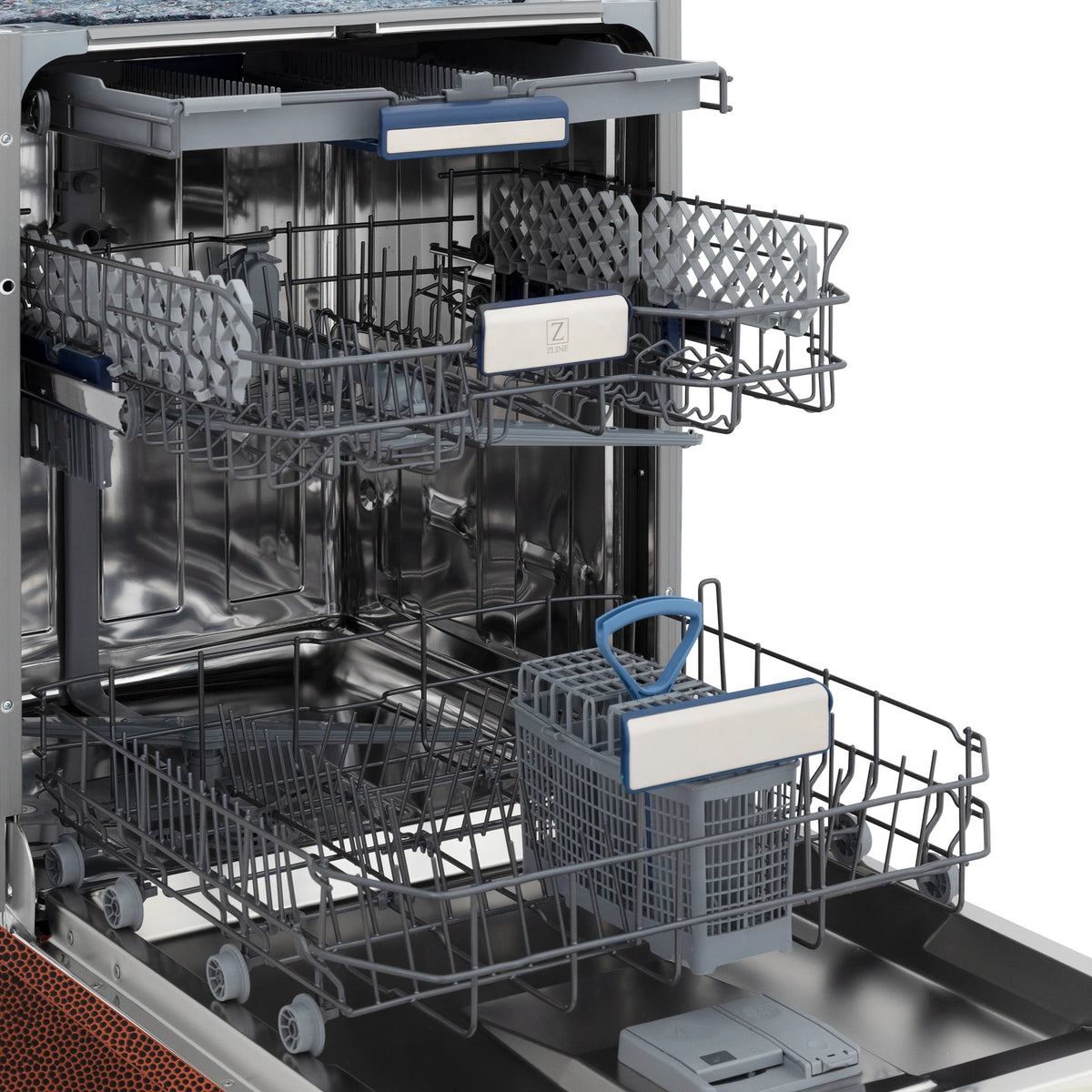 ZLINE 24&quot; Tallac Series 3rd Rack Tall Tub Dishwasher in Hand Hammered Copper with Stainless Steel Tub, 51dBa (DWV-HH-24)