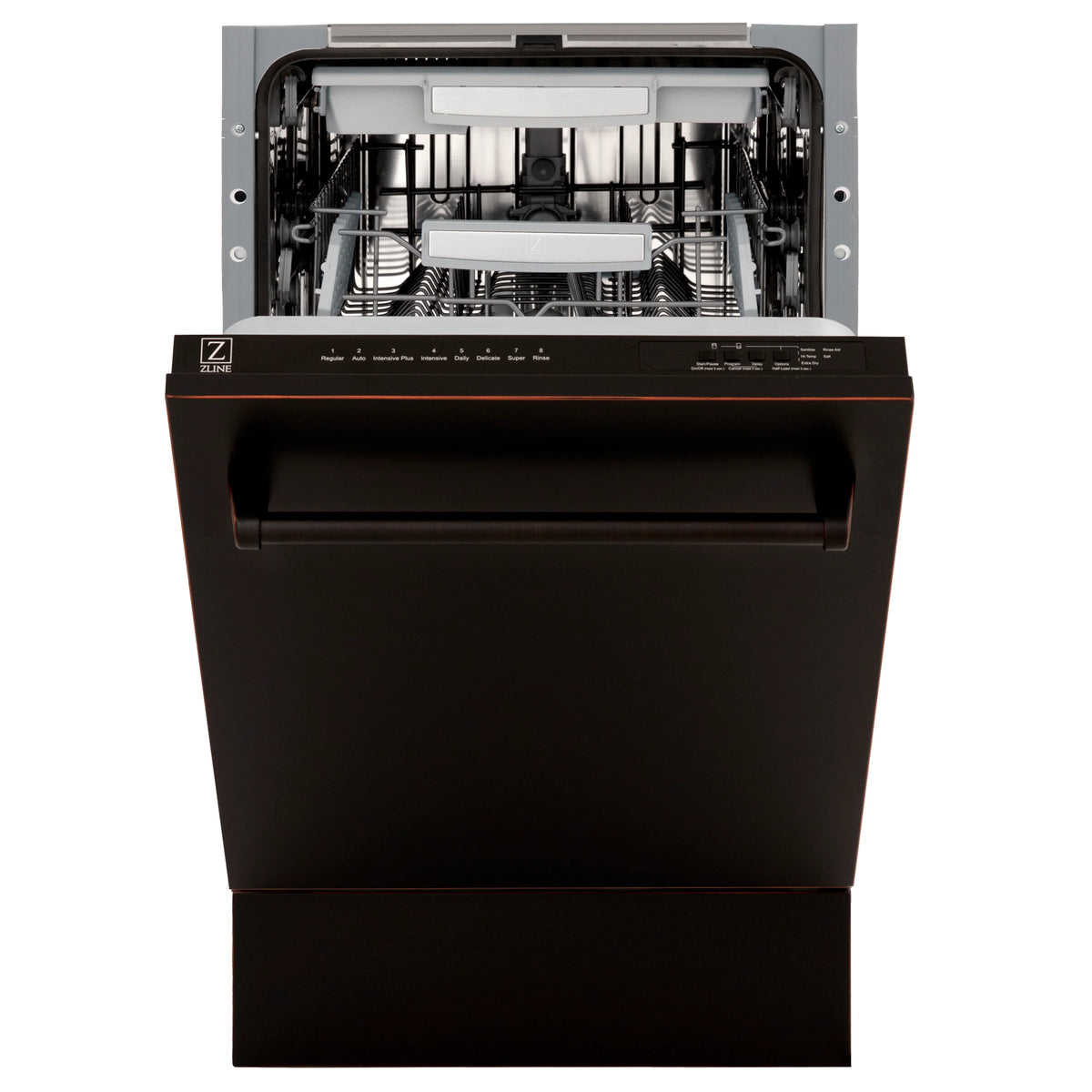 ZLINE 18&quot; Tallac Series 3rd Rack Top Control Dishwasher in Oil Rubbed Bronze with Stainless Steel Tub, 51dBa (DWV-ORB-18)