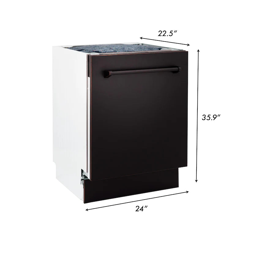 ZLINE 24&quot; Tallac Series 3rd Rack Tall Tub Dishwasher in Oil Rubbed Bronze with Stainless Steel Tub, 51dBa (DWV-ORB-24)