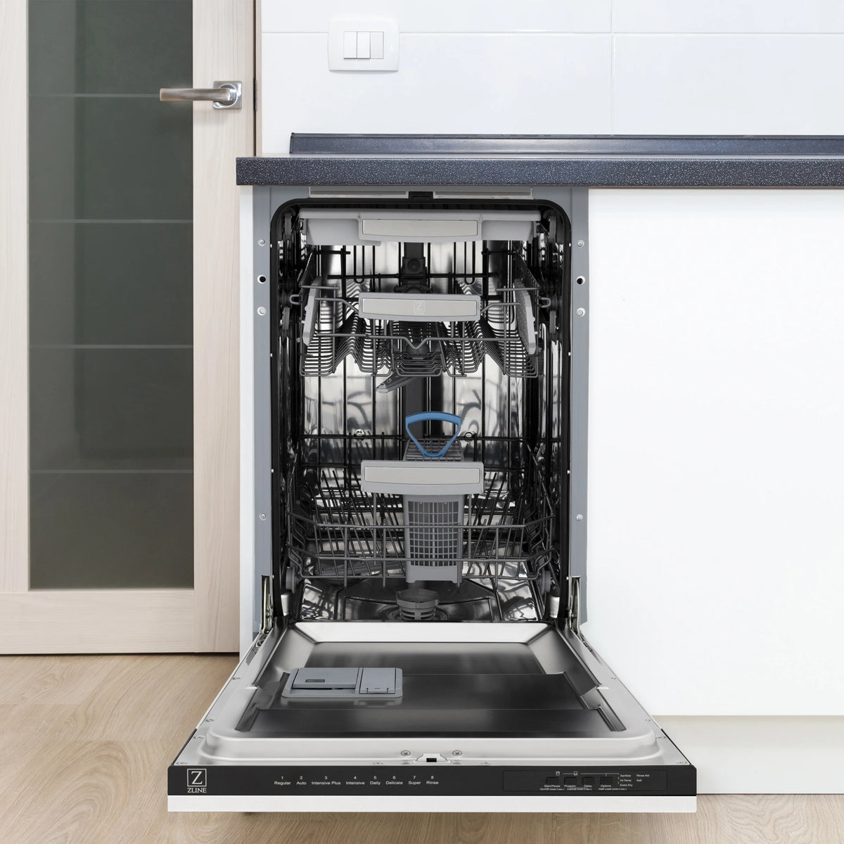 ZLINE 18&quot; Tallac Series 3rd Rack Top Control Dishwasher in White Matte with Stainless Steel Tub, 51dBa (DWV-WM-18)