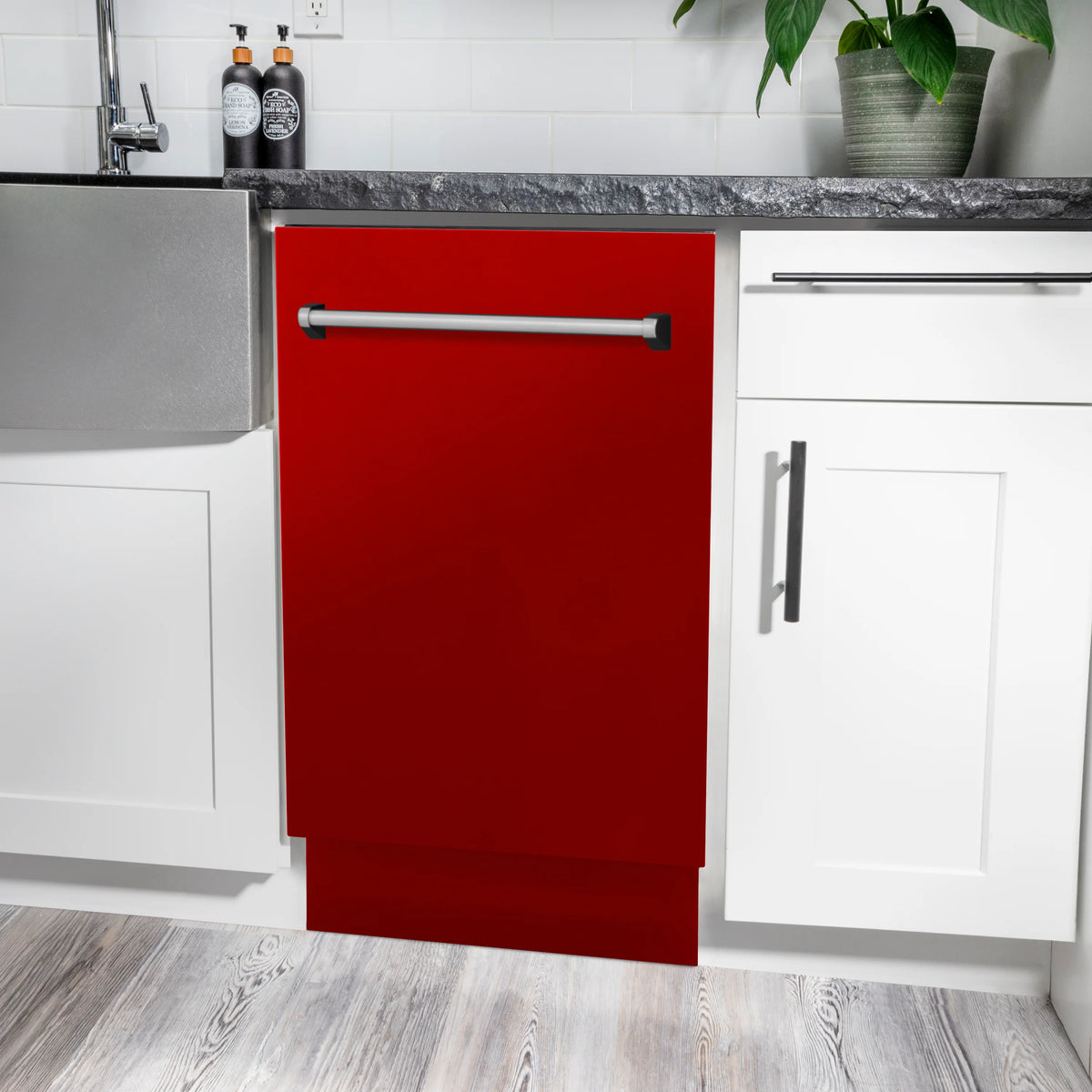 ZLINE 18&quot; Tallac Series 3rd Rack Top Control Dishwasher in Red Gloss with Stainless Steel Tub, 51dBa (DWV-RG-18)