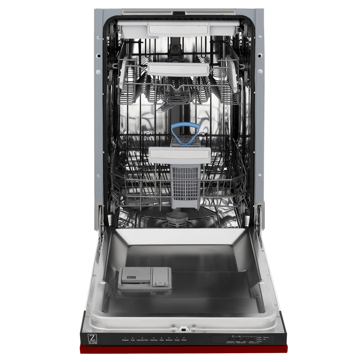 ZLINE 18&quot; Tallac Series 3rd Rack Top Control Dishwasher in Red Gloss with Stainless Steel Tub, 51dBa (DWV-RG-18)