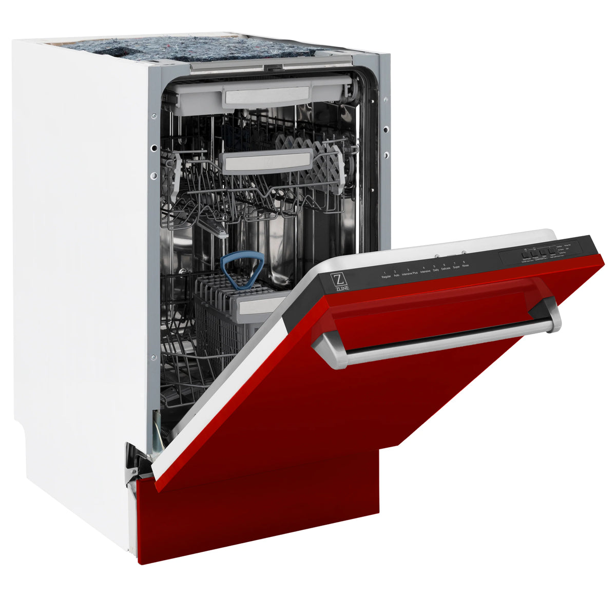 ZLINE 18&quot; Tallac Series 3rd Rack Top Control Dishwasher in Red Gloss with Stainless Steel Tub, 51dBa (DWV-RG-18)