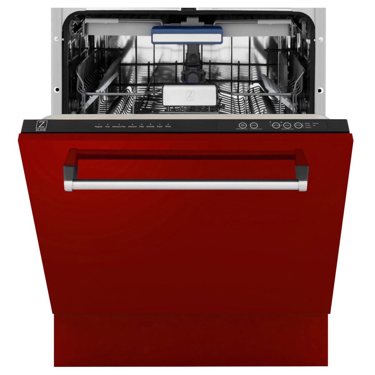 ZLINE 24&quot; Tallac Series 3rd Rack Tall Tub Dishwasher in Red Gloss with Stainless Steel Tub, 51dBa (DWV-RG-24)