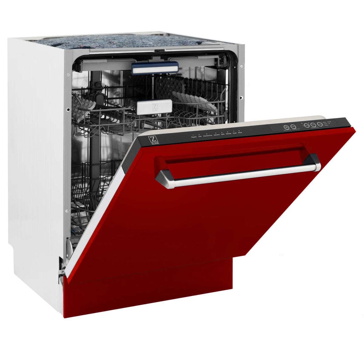 ZLINE 24&quot; Tallac Series 3rd Rack Tall Tub Dishwasher in Red Gloss with Stainless Steel Tub, 51dBa (DWV-RG-24)