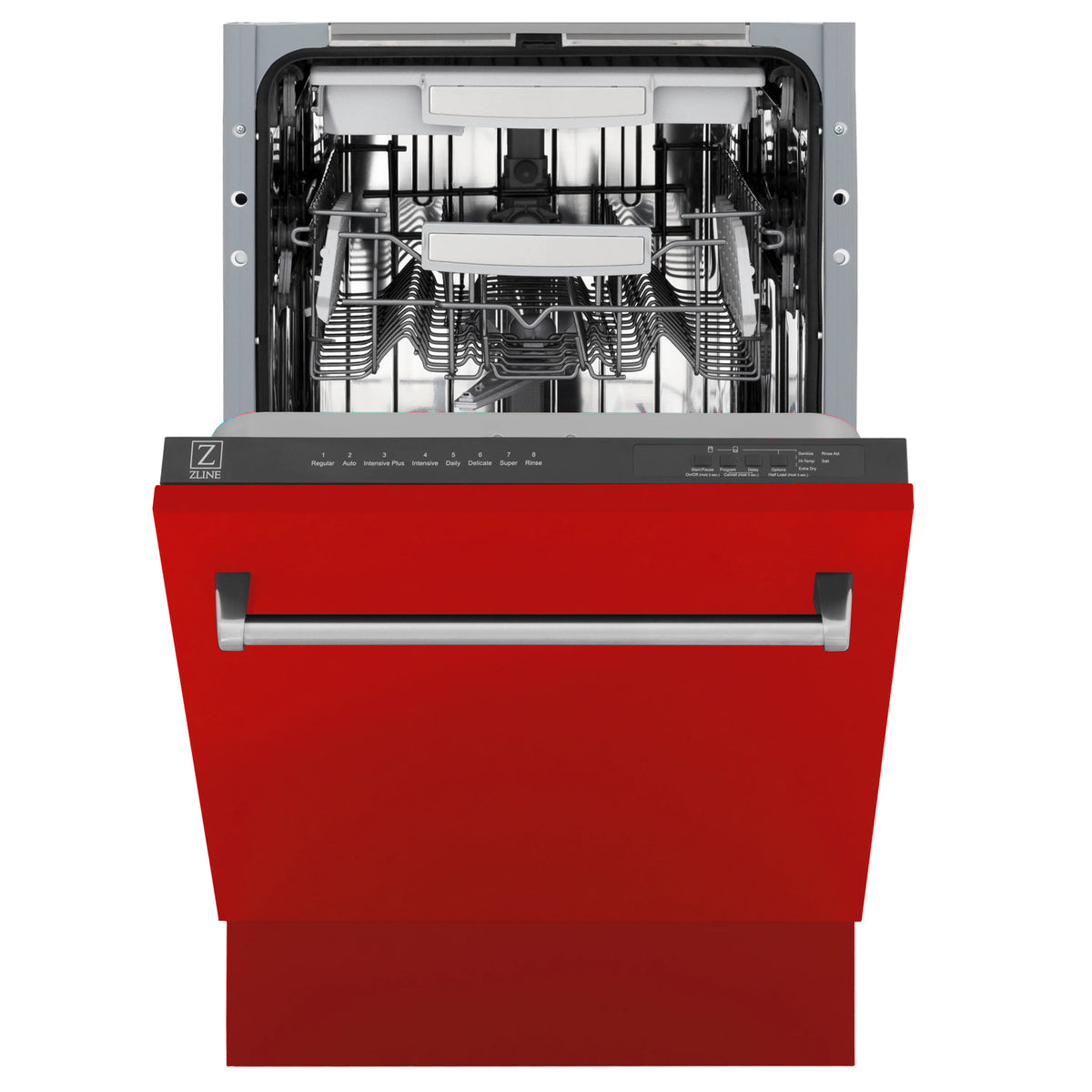 ZLINE 18&quot; Tallac Series 3rd Rack Top Control Dishwasher in Red Matte with Stainless Steel Tub, 51dBa (DWV-RM-18)