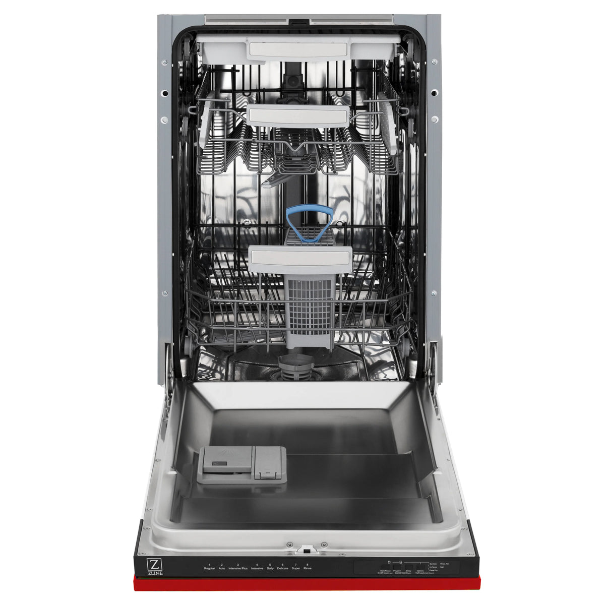 ZLINE 18&quot; Tallac Series 3rd Rack Top Control Dishwasher in Red Matte with Stainless Steel Tub, 51dBa (DWV-RM-18)