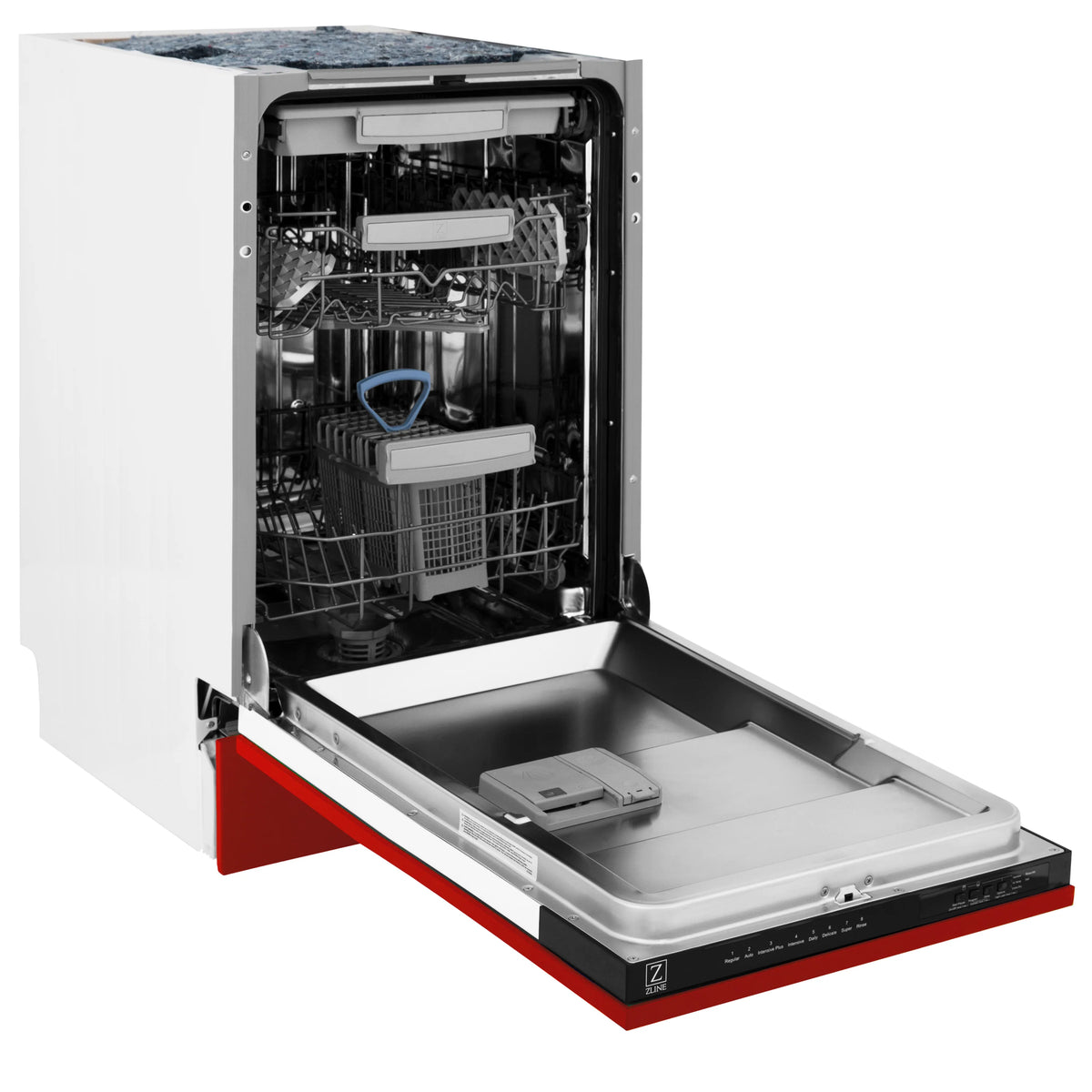 ZLINE 18&quot; Tallac Series 3rd Rack Top Control Dishwasher in Red Matte with Stainless Steel Tub, 51dBa (DWV-RM-18)