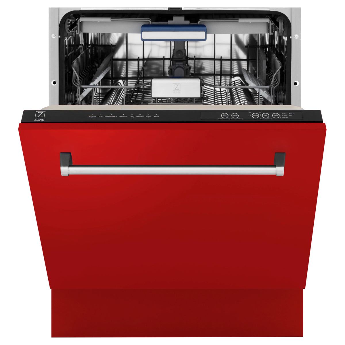 ZLINE 24&quot; Tallac Series 3rd Rack Tall Tub Dishwasher in Red Matte with Stainless Steel Tub, 51dBa (DWV-RM-24)