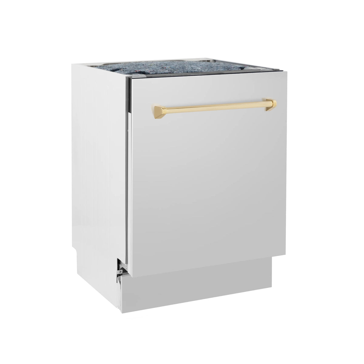 ZLINE - Autograph Edition 24&quot; 3rd Rack Top Control Tall Tub Dishwasher in Stainless Steel with Gold Handle, 51dBa (DWVZ-304-24-G)