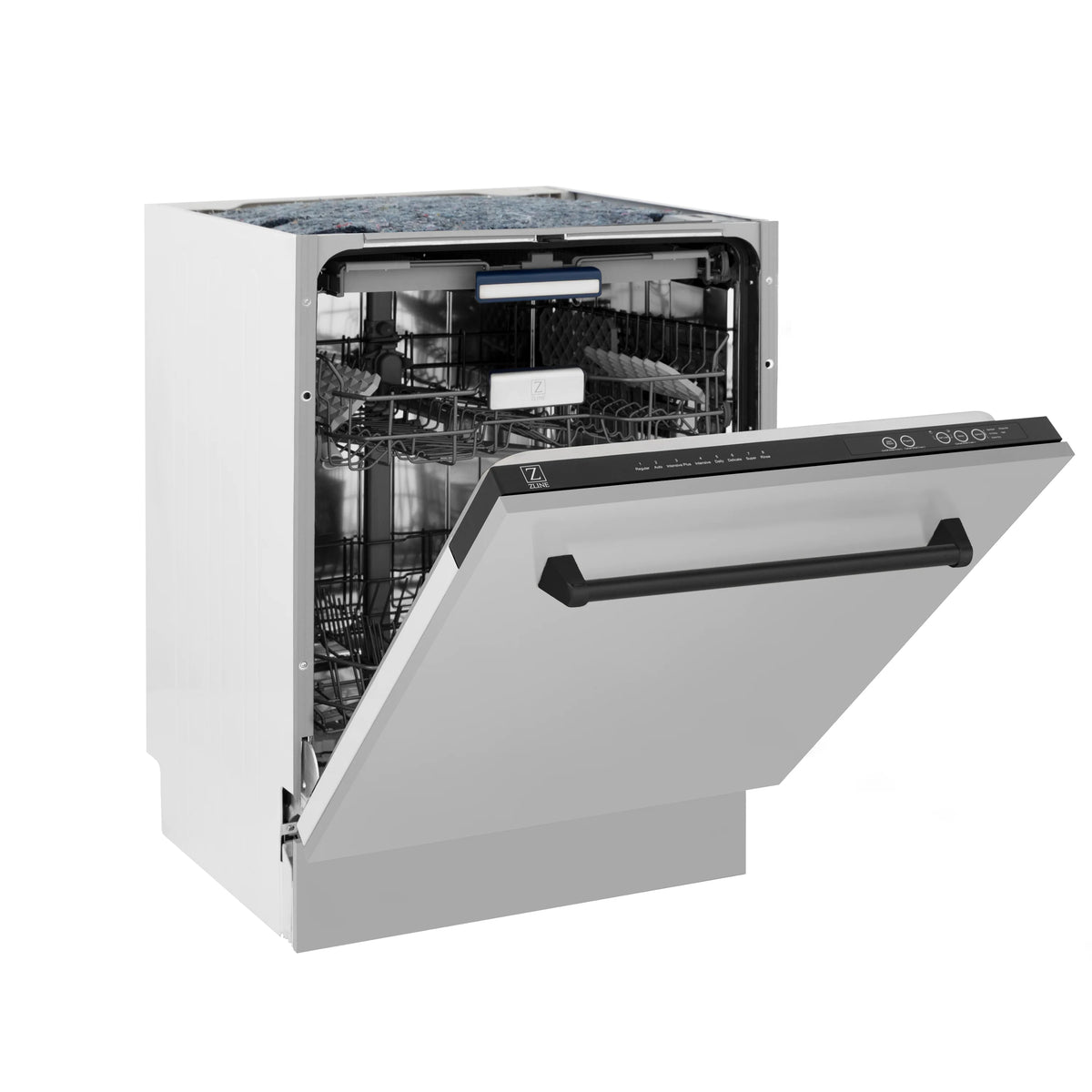 ZLINE - Autograph Edition 24&quot; 3rd Rack Top Control Tall Tub Dishwasher in Stainless Steel with Matte Black Handle, 51dBa (DWVZ-304-24-MB)