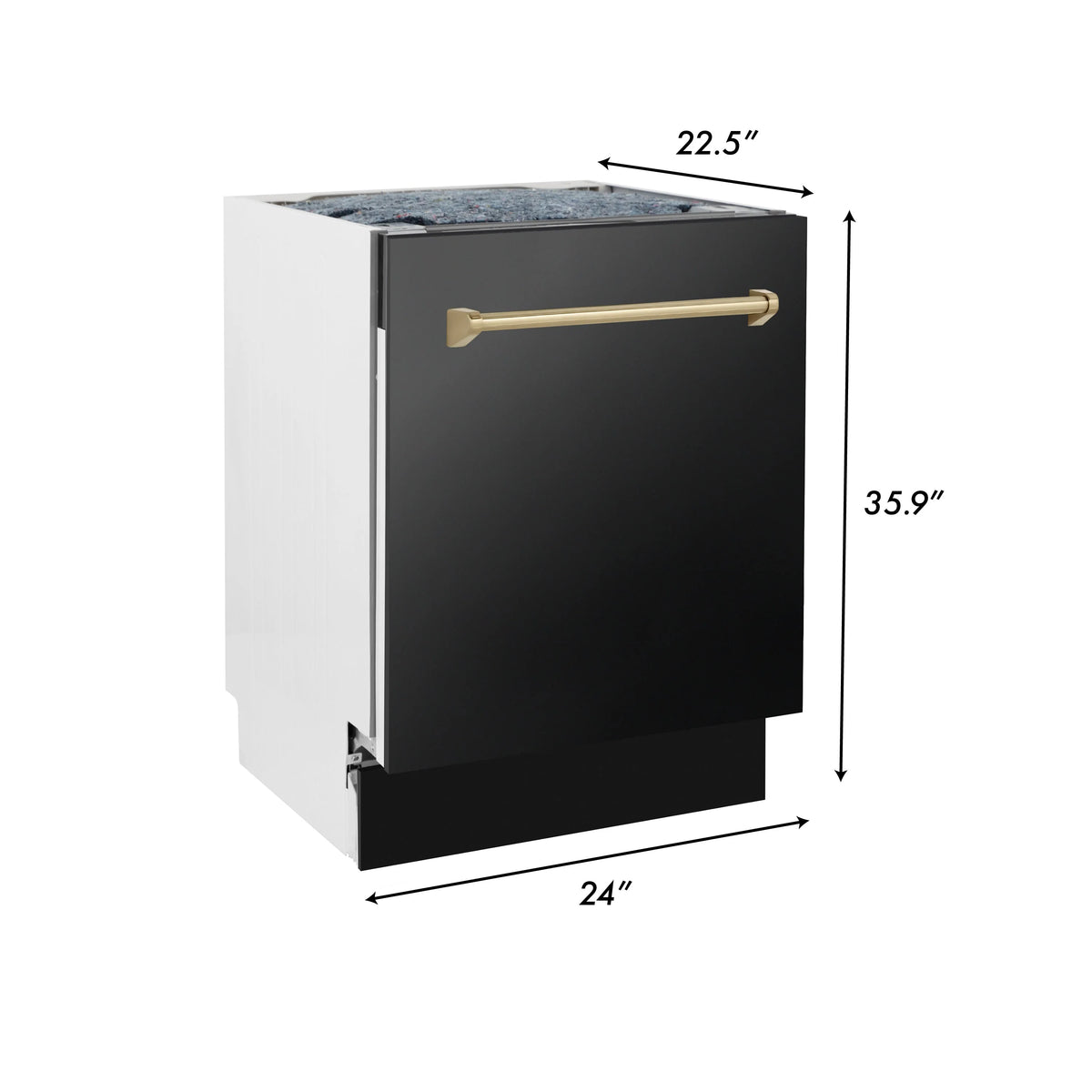 ZLINE - 36&quot; Autograph Edition Kitchen Package with Black Stainless Steel Dual Fuel Range, Range Hood and Dishwasher with Gold Accents