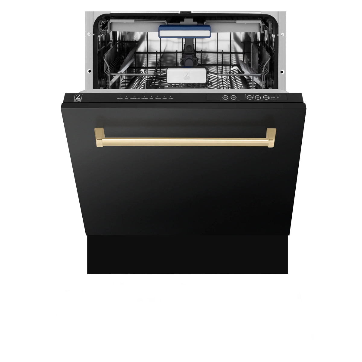 ZLINE - 36&quot; Autograph Edition Kitchen Package with Black Stainless Steel Dual Fuel Range, Range Hood and Dishwasher with Gold Accents