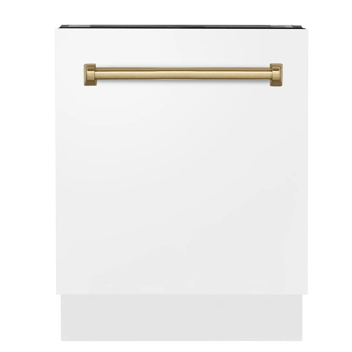 ZLINE - Autograph Edition 24&quot; 3rd Rack Top Control Tall Tub Dishwasher in White Matte with Champagne Bronze Handle, 51dBa (DWVZ-WM-24-CB)