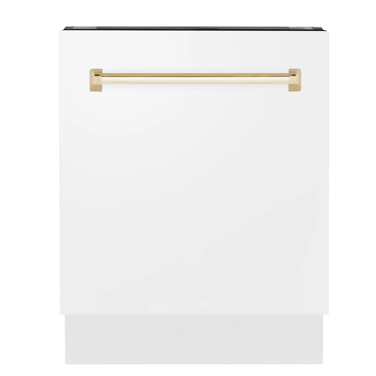 ZLINE - Autograph Edition 24&quot; 3rd Rack Top Control Tall Tub Dishwasher in White Matte with Gold Handle, 51dBa (DWVZ-WM-24-G)
