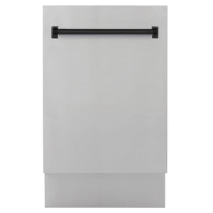 ZLINE Autograph Edition 18” Compact 3rd Rack Top Control Dishwasher in Stainless Steel with Matte Black Handle, 51dBa (DWVZ-304-18-MB)