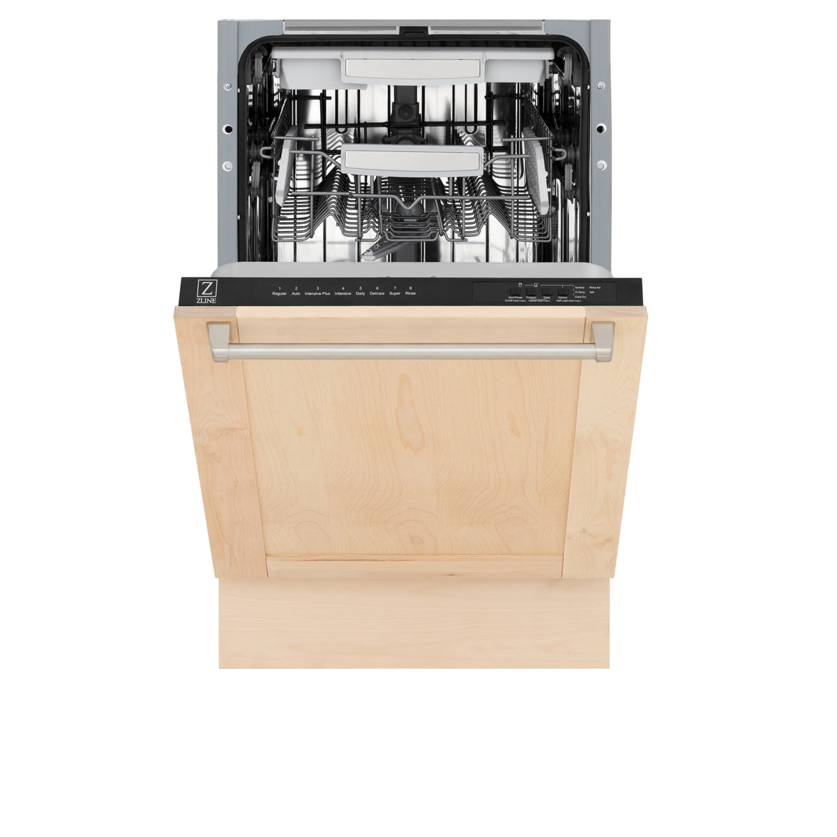 ZLINE 18&quot; Tallac Series 3rd Rack Top Control Dishwasher in Unfinished Wood and Traditonal Handle, 51dBa